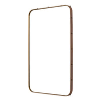 Leather Wrapped Antique Bronze Mirror by Mirror Home, angled against a white background.