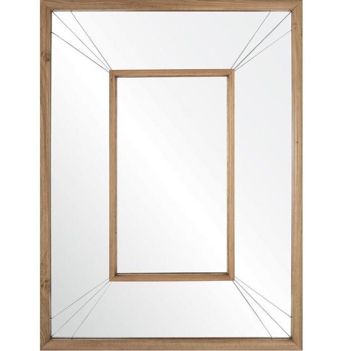 hand carved oak wall mirror brass inlay rectangle