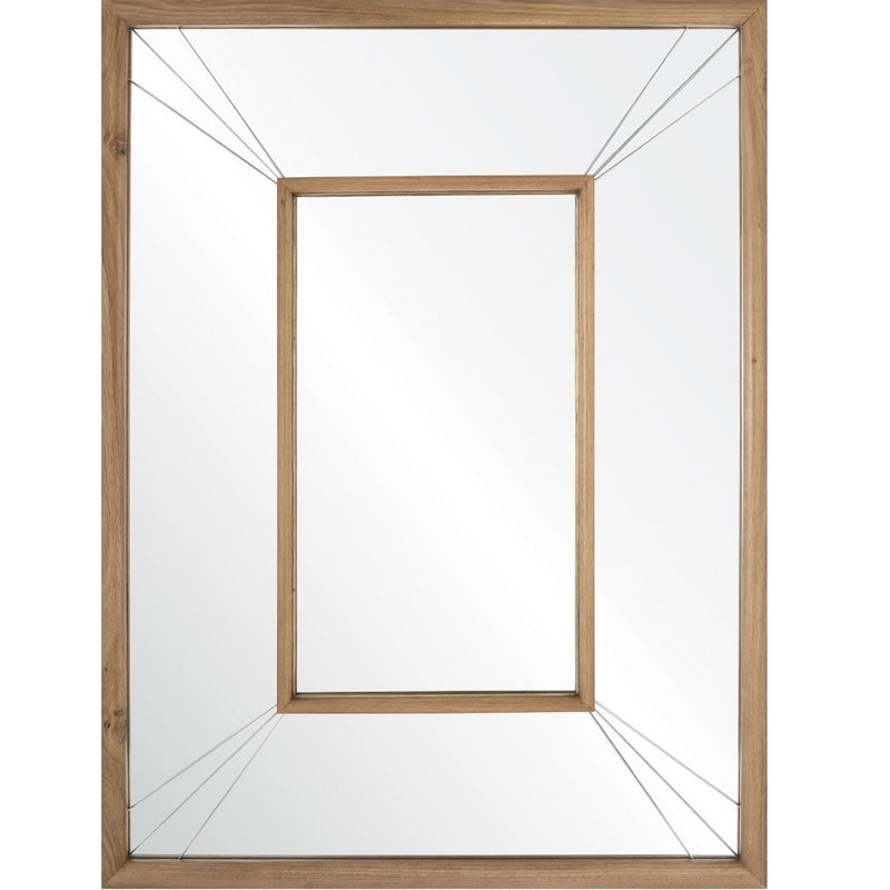 hand carved oak wall mirror brass inlay rectangle