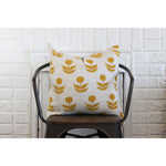 square pillow mustard flowers linen zipper 20"