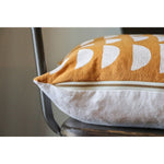 square pillow mustard linen white half circles 20"
