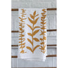 white flour sack tea towel yellow mustard eucalyptus