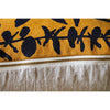 square pillow mustard linen navy eucalyptus branches 