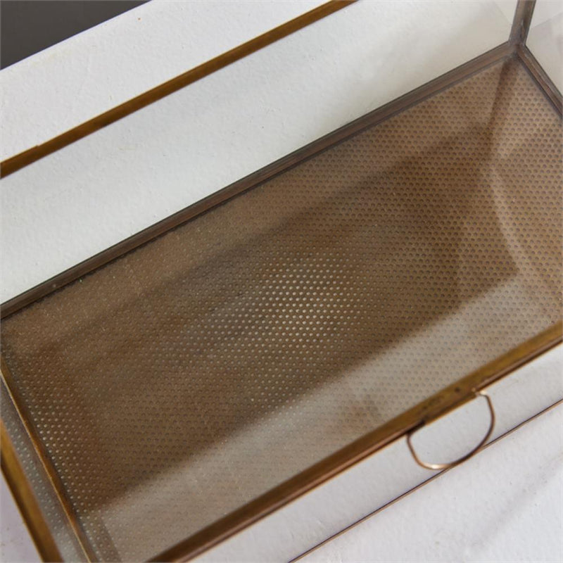rectangular display box glass antique brass loop closure