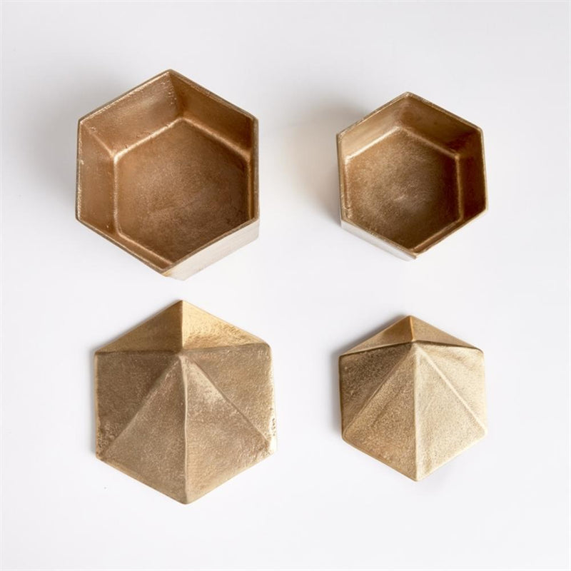 lidded boxes set of two gold geometric decor
