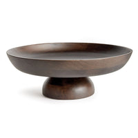 mango wood washed black finish round footed bowl