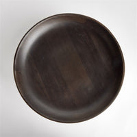 mango wood washed black finish round footed bowl