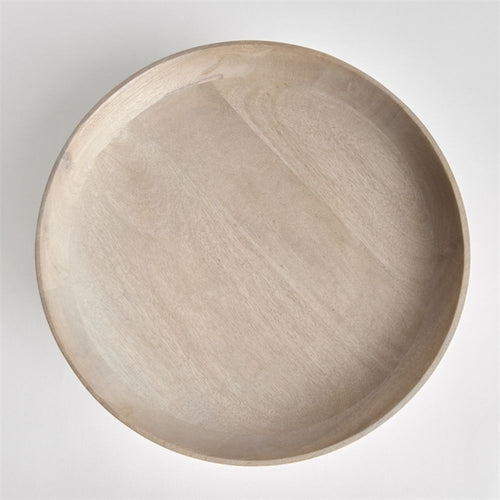 mango wood graywash finish round footed bowl