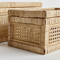 display boxes set of 2 wrapped rattan glass top natural 