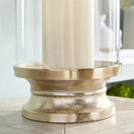 white ash gold tall hurricane LED candle holder