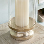 white ash gold tall hurricane LED candle holder