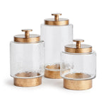 canister set hammered glass metal lid knob handle