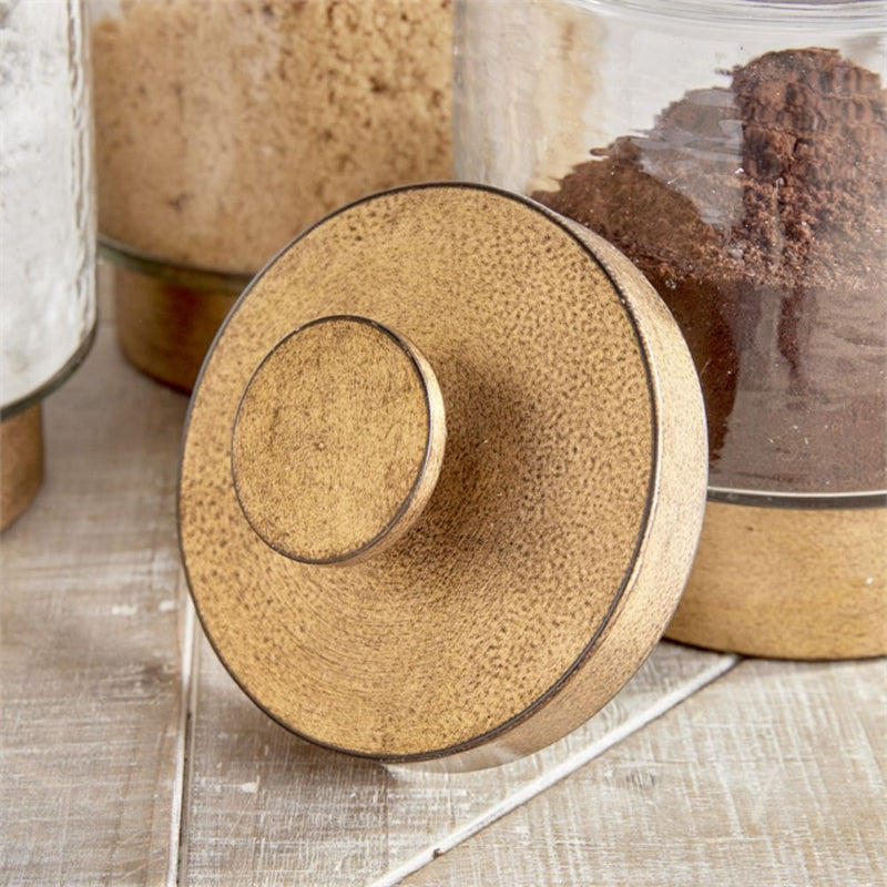 canister set hammered glass metal lid knob handle