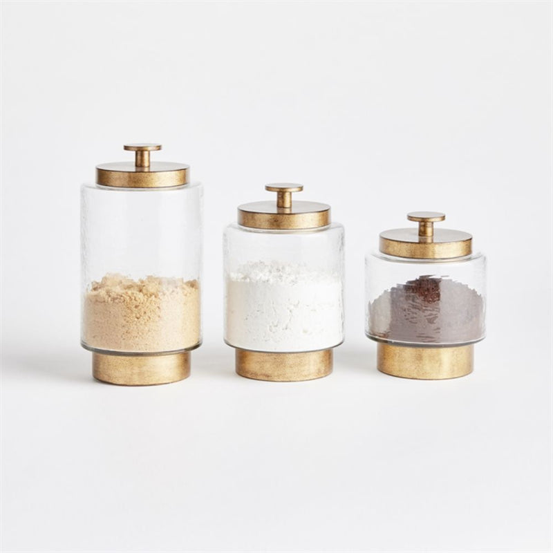 canister set hammered glass metal lid knob handle