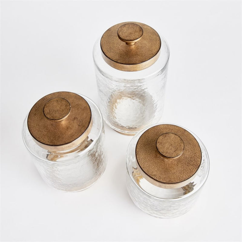 canister set hammered glass metal lid knob handle