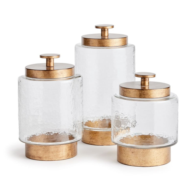 canister set hammered glass metal lid knob handle