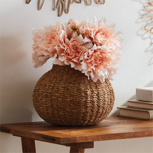 seagrass round vase woven natural organic