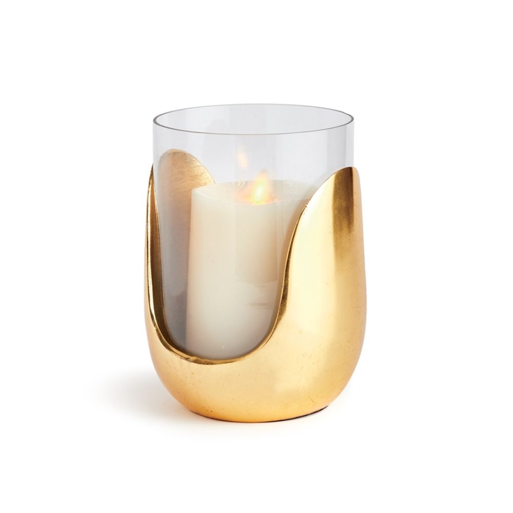 clear gold medium hurricane modern candle holder