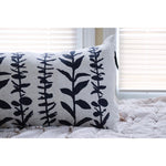 lumbar pillow linen navy block printed eucalyptus branches