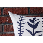 lumbar pillow linen navy block printed eucalyptus branches