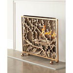 antique gold cherry blossom fire screen single panel
