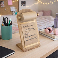 The Kalalou Table Top Wooden Note Roll Dispenser displays “lunch with Ivy @ noon” and “Psych Assignment due Wednesday.”.