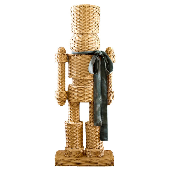 synthetic rattan nutcracker tall green bow