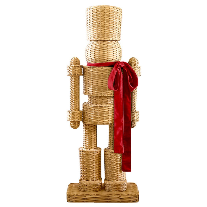synthetic rattan nutcracker tall red bow