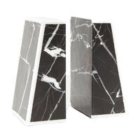 black marble white trim bookends tapered