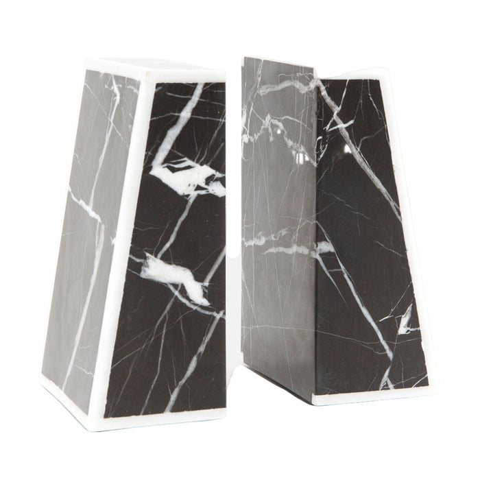 black marble white trim bookends tapered
