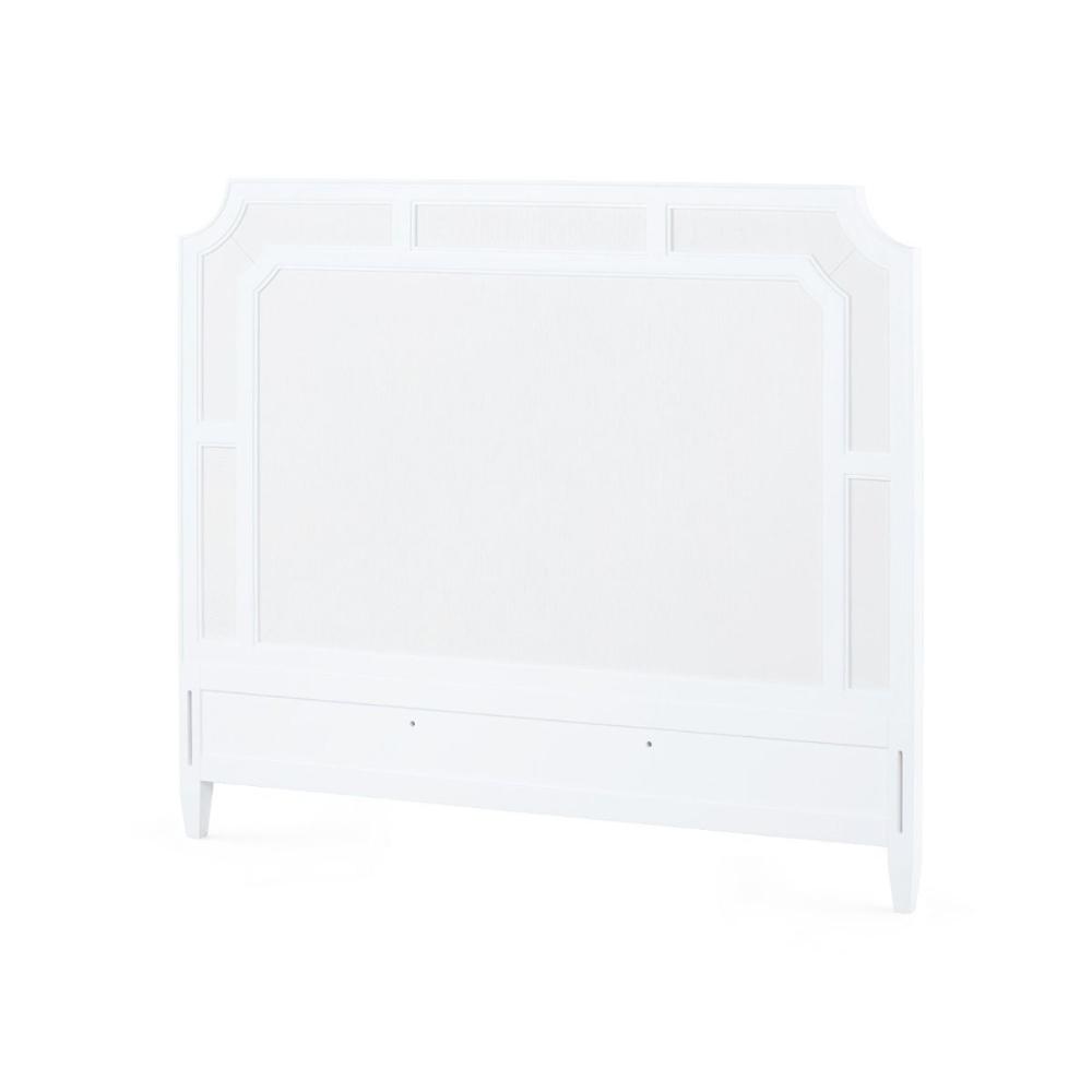 white lacquered frame soft white inset panel headboard 