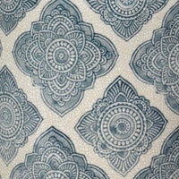 set 2 round canisters lids ethnic pattern indigo crackled off-white