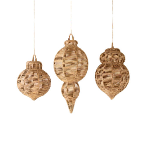 seagrass woven oversized ornaments set of 3 natural