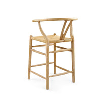 natural oak mid century counter stool rope seat