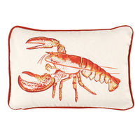 coral cream lobster lumbar outdoor pillow piped edge back