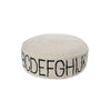 cream black round floor pouf alphabet kids decor