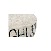 cream black round floor pouf alphabet kids decor