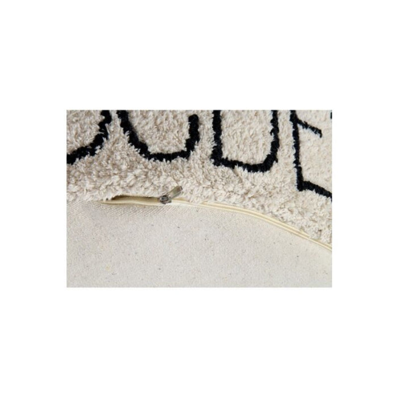 cream black round floor pouf alphabet kids decor