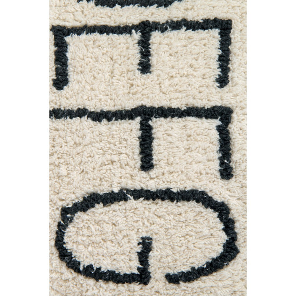 cream black round floor pouf alphabet kids decor