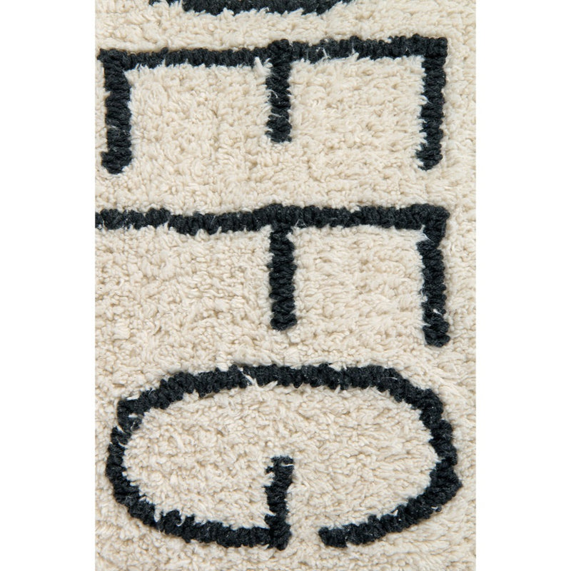 cream black round floor pouf alphabet kids decor