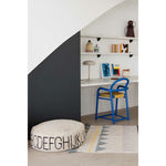 cream black round floor pouf alphabet kids decor