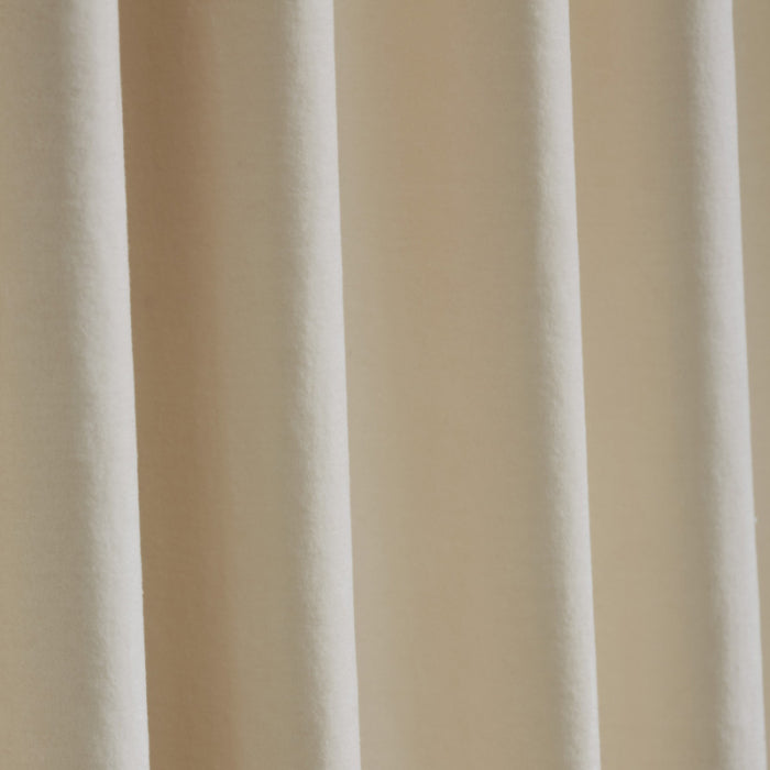 Stella Ivory Cotton Velvet Curtain Panel by India's Heritage features soft vertical folds and a smooth, elegant finish.