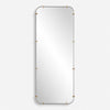 tall rectangle rounded corners wall mirror black frame brass accents