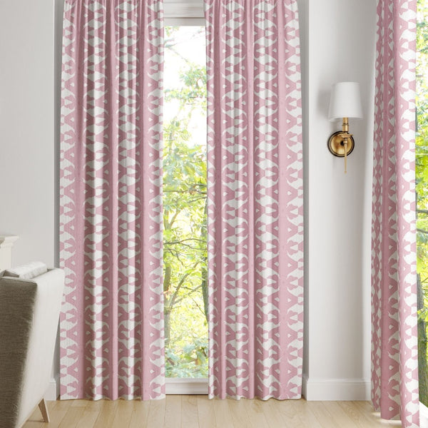 Palm Rose Curtain Panels by Laura Park Designs frame your window with soft pink tones and a lush, feminine style.