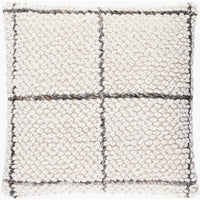 square woven off-white accent pillow black window-pane pattern