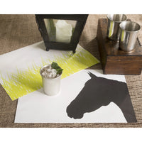 plat du jour black horse disposable placemat pad 50 sheets paper disposable soy-based ink entertaining recycled BPA free silhouette equestrian