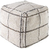 pouf outdoor safe square woven white tan pane pattern