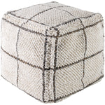 pouf outdoor safe square woven white tan pane pattern