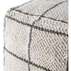 pouf outdoor safe square woven white tan pane pattern