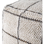 pouf outdoor safe square woven white tan pane pattern